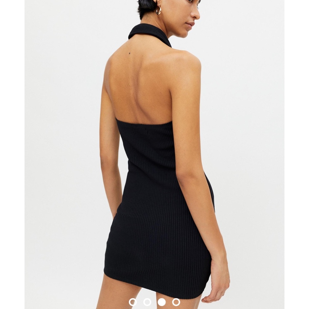 UO Ribbed Halter Mini Dress In Black - Picture 4 of 4